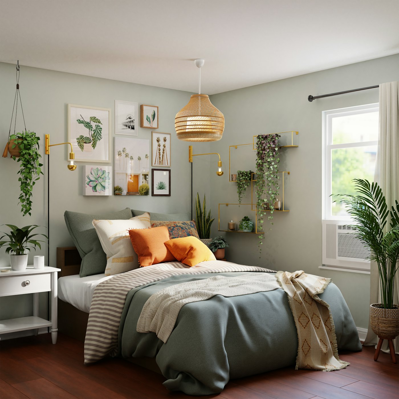 Boho living room with plants